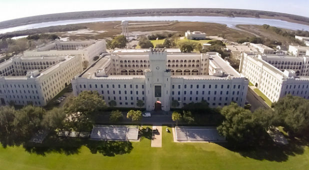 The Citadel, founded in 1842, is located in Charleston, the city where nine black churchgoers were killed last June by a white gunman during a Bible study session.