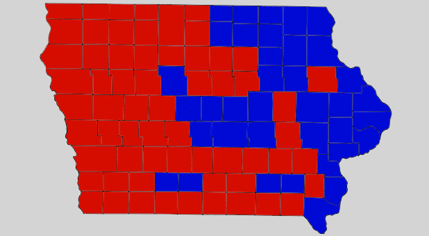 Iowa 2012 Red & Blue Map