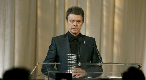 Singer David Bowie receives the Webby Lifetime Achievement award during the 11th annual Webby Awards honoring online content in New York.