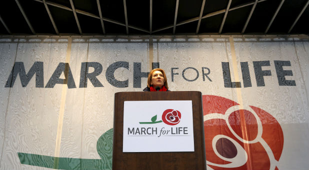 Republican presidential candidate Carly Fiorina speaks at the March for Life rally. A pro-life advocate was indicted after exposing the evils of Planned Parenthood.
