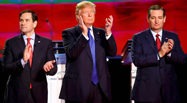 Marco Rubio, Donald Trump, and Ted Cruz