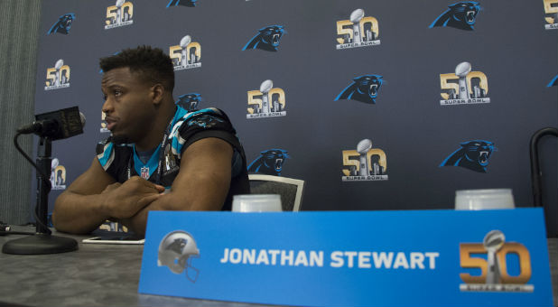 When Carolina Panthers running back Jonathan Stewart awakens Sunday morning to the day of his dreams—the day he'll play in his first Super Bowl—he expects to be overwhelmed by the Lord's goodness.