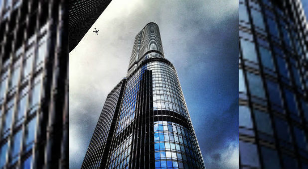 The Trump Tower was struck by lightning.