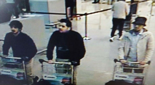 A young man in a hat caught on CCTV pushing a luggage trolley at Belgium's Zaventem airport alongside two others who, investigators said, had later blown themselves up in the terminal.