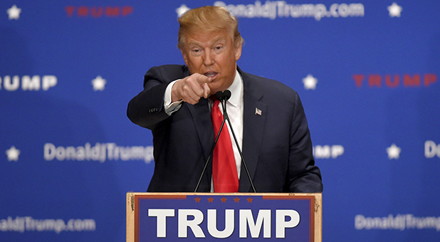 Donald Trump speaks at a New Hampshire rally.