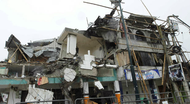 This building was damaged by the tremors rocking Ecuador.