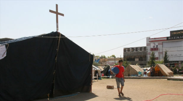 Refugee camp next to St. Elia Church in Erbil, Iraq.