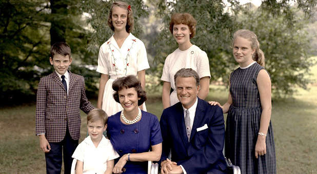 This photo of the Graham family was taken in 1962. In the back, left to right, is Franklin, Anne Morrow, Virginia (Gigi) and Ruth Bell (nicknamed