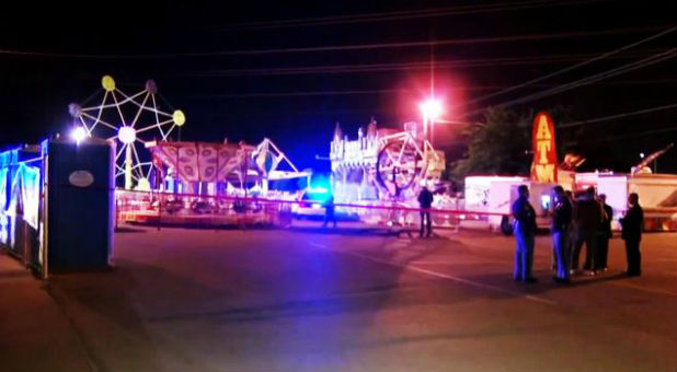 A teenage girl was killed when thrown from this ride at a church carnival.