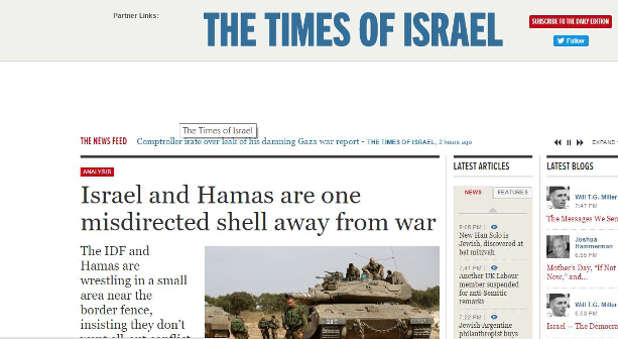 The 'Times of Israel' website