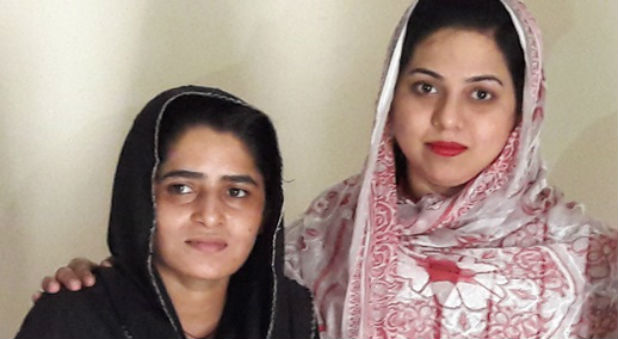 Sonia Gill (left), 23, with Mary Gill, a member of the Punjab Assembly.