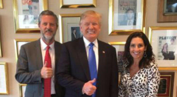 Jerry Falwell Jr. with Donald Trump and Falwell's wife, Becki.