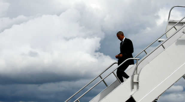 U.S. President Barack Obama steps from Air Force One, which is kept at Joint Base Andrews.