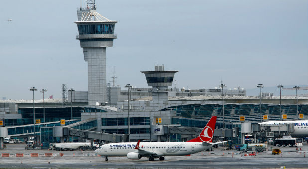 A Turkish Airlines aircraft taxis at Ataturk International Airport in Istanbul, Turkey.