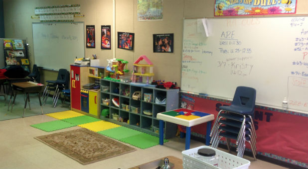 An elementary school classroom.