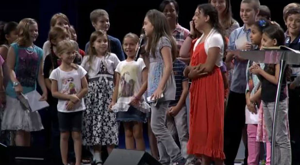 A child speaks at a Tampa church.