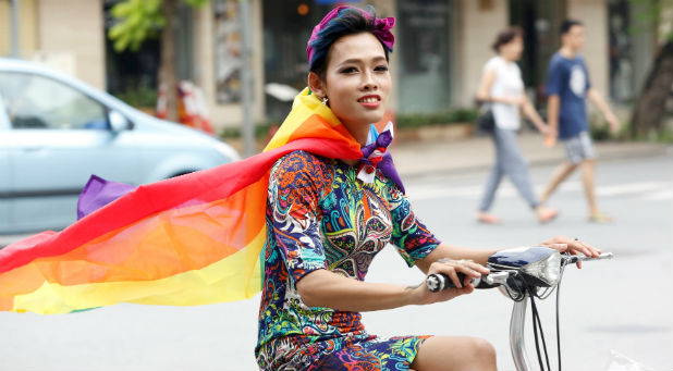 A participant attends the 5th annual LGBT (Lesbian, Gay, Bisexual and Transgender) pride parade entitled
