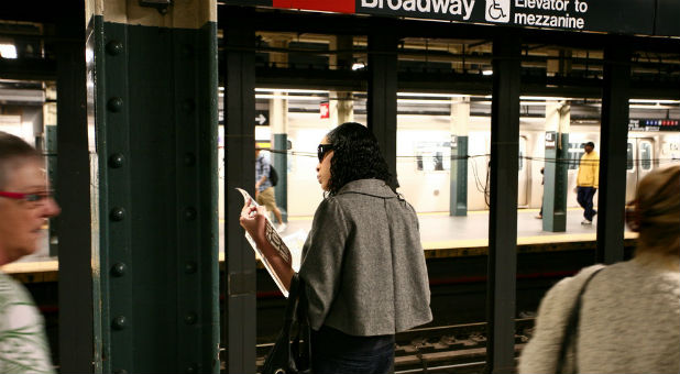 Passengers commute to work in New York.