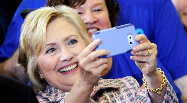 U.S. Democratic presidential candidate Hillary Clinton takes a