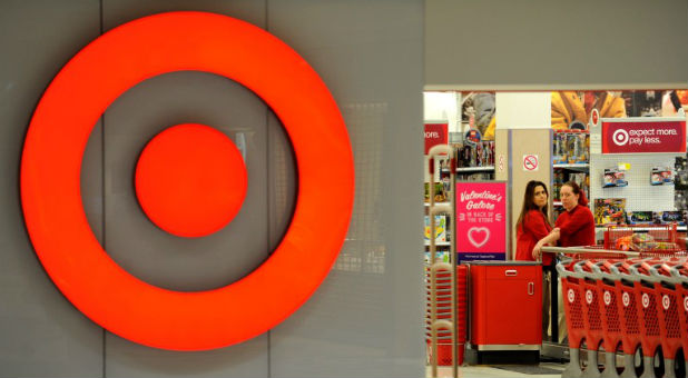 Employees work at a Target store