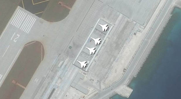 Chinese Fighter Jets on Subi Reef in the South China Sea