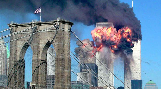 A photo captures the destruction of Sept. 11, 2001.