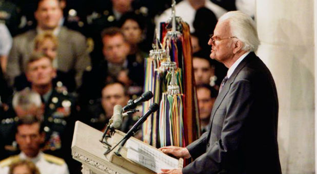 Billy Graham speaks at the National Cathedral.