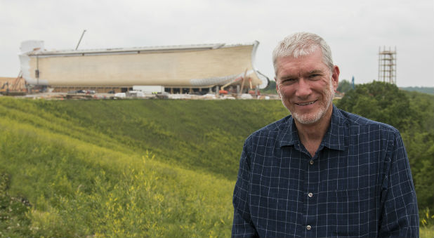 Ken Ham in front of his Ark Encounter.