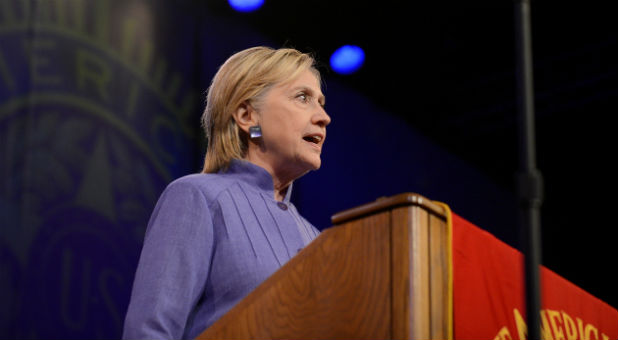Democratic presidential nominee Hillary Clinton addresses the National Convention of the American Legion
