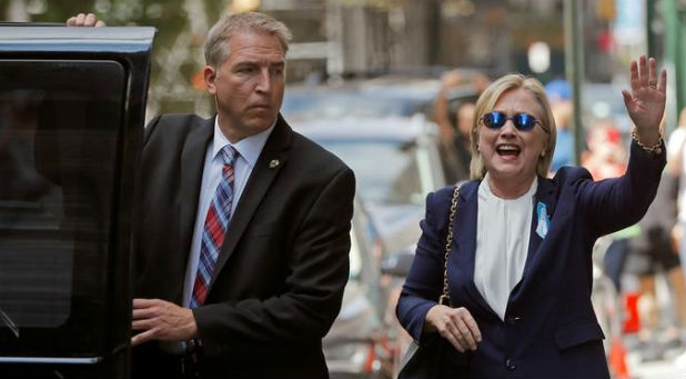 U.S. Democratic presidential candidate Hillary Clinton leaves her daughter Chelsea's home in New York