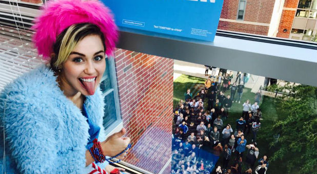 Miley Cyrus stumps for Hillary Clinton.