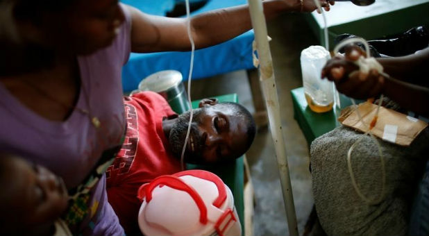 People are being treated at the cholera treatment center at the hospital after Hurricane Matthew passes in Jeremie, Haiti