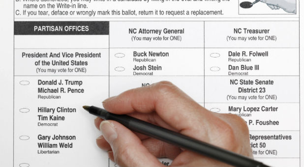 A sample ballot for North Carolina's House District 50 is seen in a photo illustration as early voting for the 2016 general elections begins in the state.