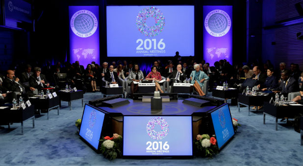 The Development Committee meeting is seen during the IMF/World Bank annual meetings in Washington, D.C.