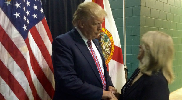 Republican nominee Donald Trump with Florida intercessor Pam Olsen.