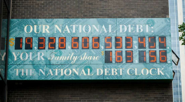 The National Debt Clock in New York on July 22, 2016. The amount has since risen and is estimated to hit $20 trillion in February 2017.