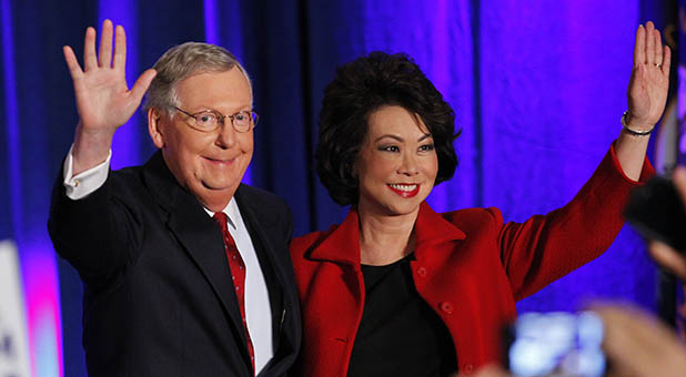 Elaine Chao and Senate Majority Leader Mitch McConnell