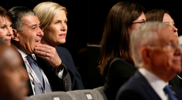 Planned Parenthood President Cecile Richards (3rd L) attends the third and final 2016 presidential campaign debate between Republican U.S. presidential nominee Donald Trump and Democratic U.S. presidential nominee Hillary Clinton