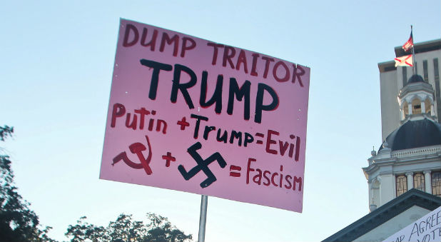 An anti-Trump protest sign.