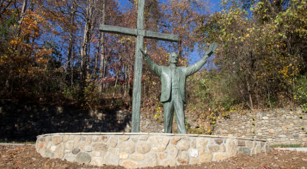 The Billy Graham statue at its new location at Ridgecrest Conference Center.