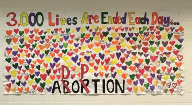 Carmel High School's pro-life banner.