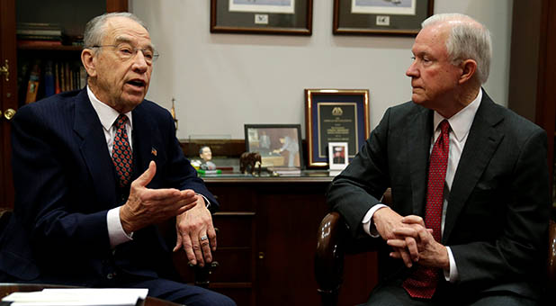 Senate Judiciary Chairman Chuck Grassley (R-Iowa) and Attorney General-designate U.S. Sen. Jeff Sessions (R-Ala.)
