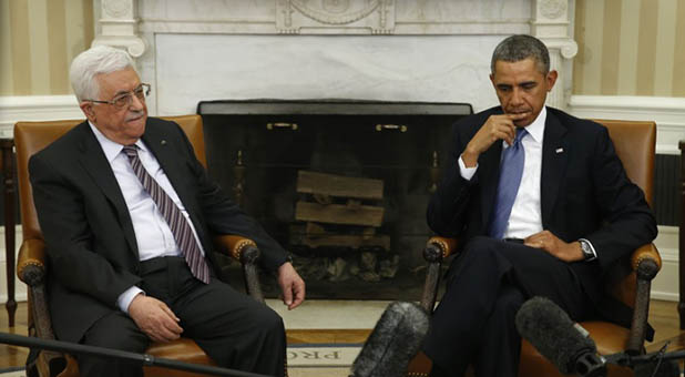 Mahmoud Abbas and President Barack Obama