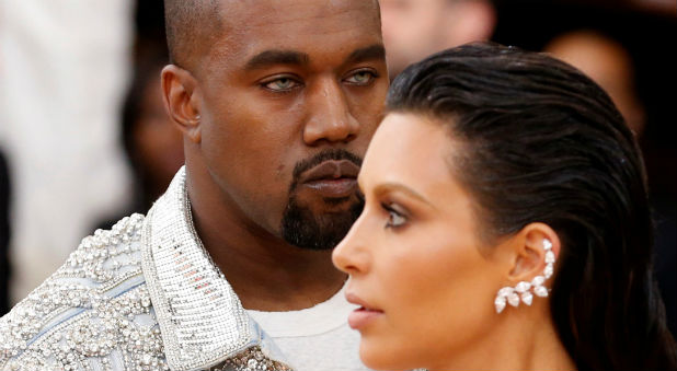 Kanye West with wife Kim Kardashian