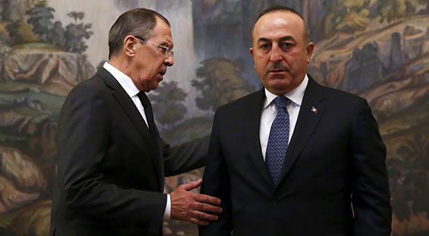 Russian Foreign Minister Sergei Lavrov and Turkish Foreign Minister Mevlut Cavusoglu