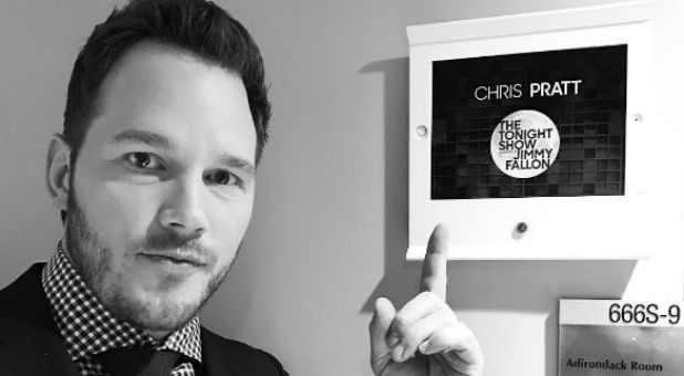Actor Chris Pratt on the set of Late Night With Jimmy Fallon.