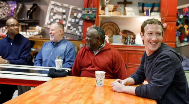 Mark Zuckerberg, far right, meets with community leaders in Texas.