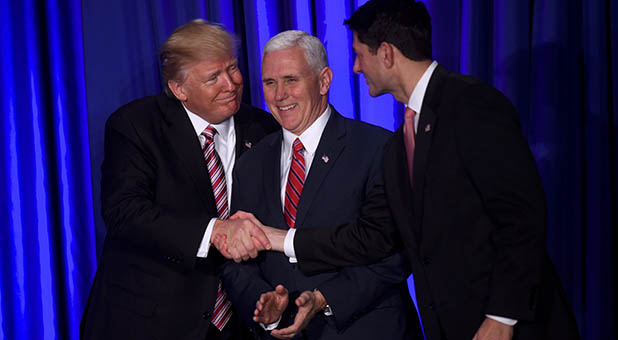 President Donald Trump, Vice President Mike Pence and Speaker of the House Paul Ryan (R-Wis.)