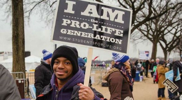 A pro-life protester on the National Mall.