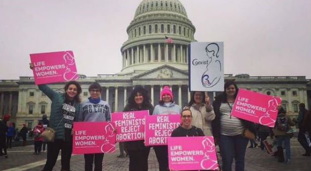 Pro-lifers at the Women's March last weekend.